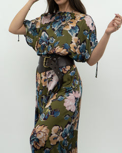 Modern x Green Floral Satin Jumpsuit (XS, S)