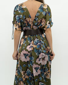 Modern x Green Floral Satin Jumpsuit (XS, S)