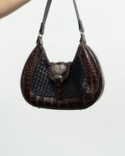 Load image into Gallery viewer, Vintage x Black, Burgundy Woven Leather Purse