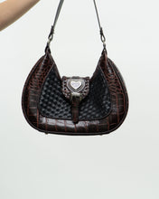 Load image into Gallery viewer, Vintage x Black, Burgundy Woven Leather Purse