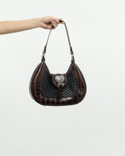 Load image into Gallery viewer, Vintage x Black, Burgundy Woven Leather Purse