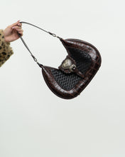 Load image into Gallery viewer, Vintage x Black, Burgundy Woven Leather Purse