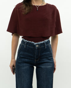 PRADA x Burgundy Fine Knit Silk Blend Top (XS, S)