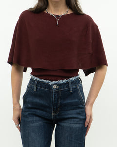 PRADA x Burgundy Fine Knit Silk Blend Top (XS, S)