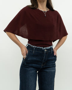 PRADA x Burgundy Fine Knit Silk Blend Top (XS, S)