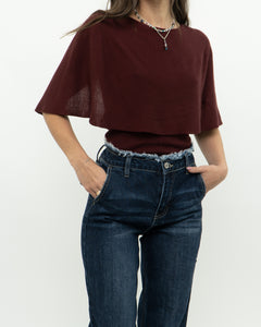 PRADA x Burgundy Fine Knit Silk Blend Top (XS, S)