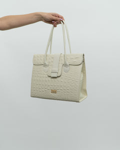 Deadstock x RAFFINATO ITALY White Croc Skin Leather Bag