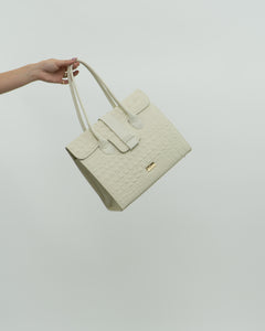 Deadstock x RAFFINATO ITALY White Croc Skin Leather Bag