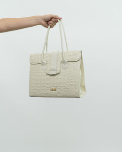 Deadstock x RAFFINATO ITALY White Croc Skin Leather Bag