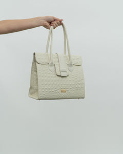 Deadstock x RAFFINATO ITALY White Croc Skin Leather Bag