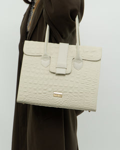 Deadstock x RAFFINATO ITALY White Croc Skin Leather Bag