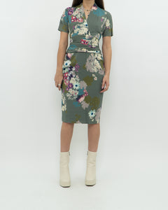 ETRO ITALY x Green Floral Dress (S)