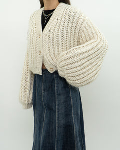 Handknit x Baggy Cream Cropped Chunky Cardigan (XS-L)