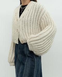 Handknit x Baggy Cream Cropped Chunky Cardigan (XS-L)