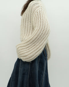 Handknit x Baggy Cream Cropped Chunky Cardigan (XS-L)