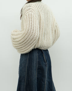 Handknit x Baggy Cream Cropped Chunky Cardigan (XS-L)