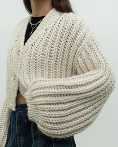 Handknit x Baggy Cream Cropped Chunky Cardigan (XS-L)