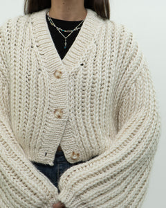 Handknit x Baggy Cream Cropped Chunky Cardigan (XS-L)