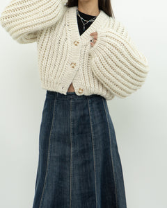 Handknit x Baggy Cream Cropped Chunky Cardigan (XS-L)