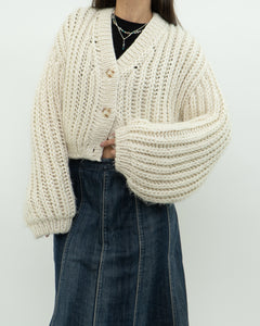 Handknit x Baggy Cream Cropped Chunky Cardigan (XS-L)