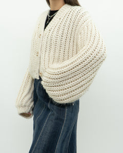 Handknit x Baggy Cream Cropped Chunky Cardigan (XS-L)