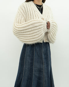 Handknit x Baggy Cream Cropped Chunky Cardigan (XS-L)