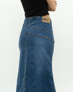 Vintage x Long Panelled Denim Skirt (L)