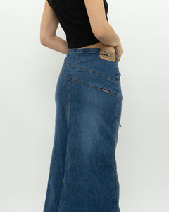 Vintage x Long Panelled Denim Skirt (L)