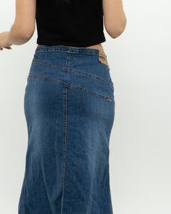 Vintage x Long Panelled Denim Skirt (L)