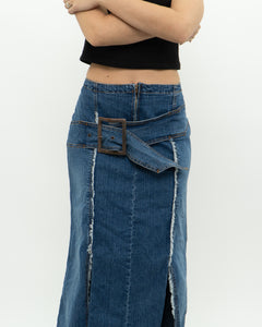 Vintage x Long Panelled Denim Skirt (L)