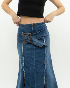 Vintage x Long Panelled Denim Skirt (L)