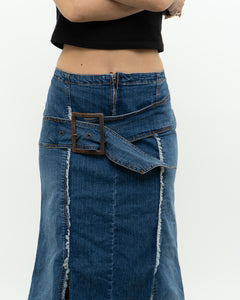 Vintage x Long Panelled Denim Skirt (L)