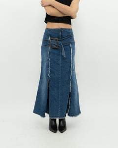 Vintage x Long Panelled Denim Skirt (L)