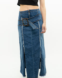 Vintage x Long Panelled Denim Skirt (L)