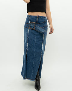 Vintage x Long Panelled Denim Skirt (L)