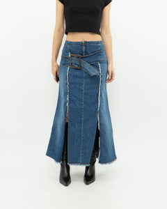 Vintage x Long Panelled Denim Skirt (L)