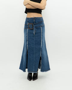 Vintage x Long Panelled Denim Skirt (L)