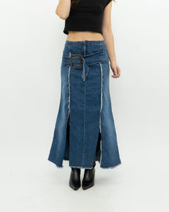 Vintage x Long Panelled Denim Skirt (L)