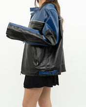 Load image into Gallery viewer, Vintage x Blue &amp; Black Leather Biker Jacket (L)