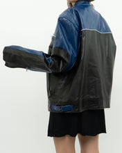 Load image into Gallery viewer, Vintage x Blue &amp; Black Leather Biker Jacket (L)