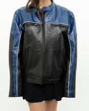 Load image into Gallery viewer, Vintage x Blue &amp; Black Leather Biker Jacket (L)