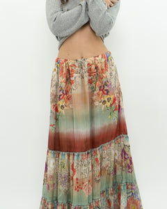 ETRO MILANO x Flowy Silk Metallic Patterned Skirt (XS-M)