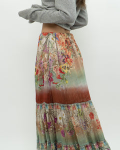 ETRO MILANO x Flowy Silk Metallic Patterned Skirt (XS-M)