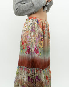 ETRO MILANO x Flowy Silk Metallic Patterned Skirt (XS-M)