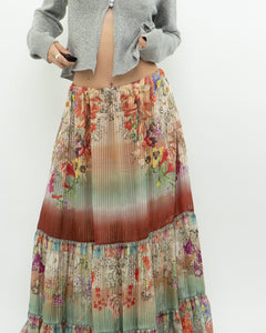 ETRO MILANO x Flowy Silk Metallic Patterned Skirt (XS-M)