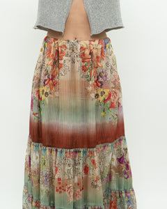 ETRO MILANO x Flowy Silk Metallic Patterned Skirt (XS-M)