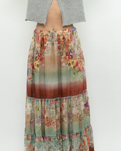 ETRO MILANO x Flowy Silk Metallic Patterned Skirt (XS-M)