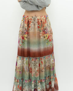 ETRO MILANO x Flowy Silk Metallic Patterned Skirt (XS-M)