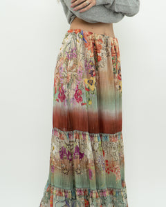 ETRO MILANO x Flowy Silk Metallic Patterned Skirt (XS-M)