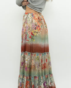 ETRO MILANO x Flowy Silk Metallic Patterned Skirt (XS-M)